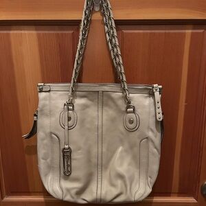 Elegant Cream Leather Tote Bag